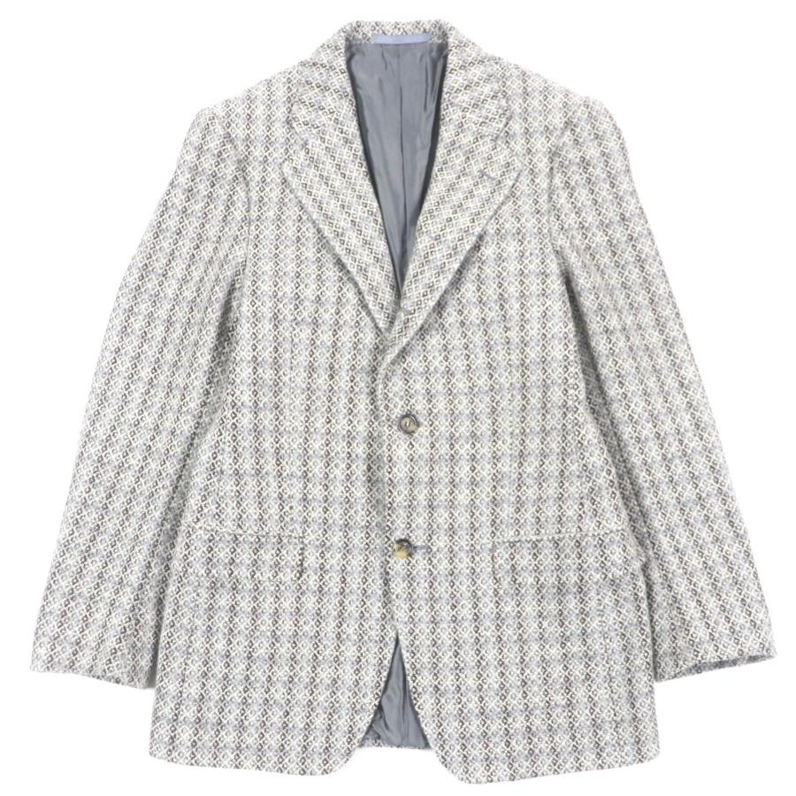 良品▼イヴサンローランリヴゴーシュ ウール100% ステファノピラーティ期 ストライプ 織柄 ロゴ刺繍 シングルジャケット テーラード 46 Yves Saint Laurent rive gauche 良品▽イヴサンローランリヴゴーシュ