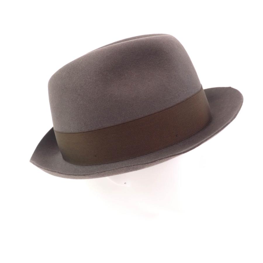Borsalino 極美品☆Borsalino ボルサリーノ リボン付 ロゴ入り