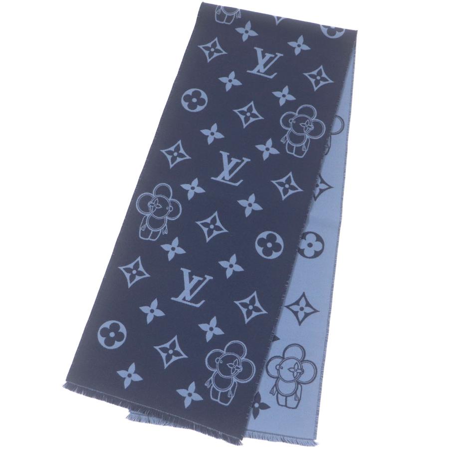 Louis Vuitton モノグラムマフラー ネイビー/シルバー LOUIS VUITTON（ルイ・ヴィトン） 極美品□LOUIS VUITTON 2023年製