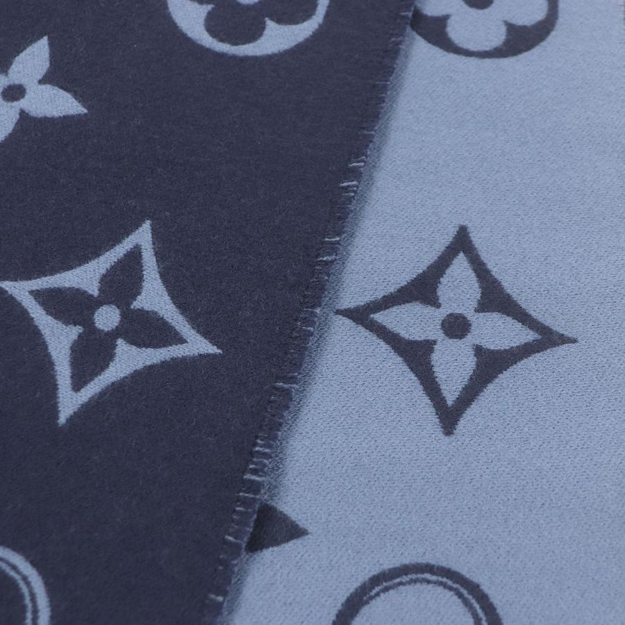 Louis Vuitton モノグラムマフラー ネイビー/シルバー LOUIS VUITTON（ルイ・ヴィトン） 極美品□LOUIS VUITTON 2023年製