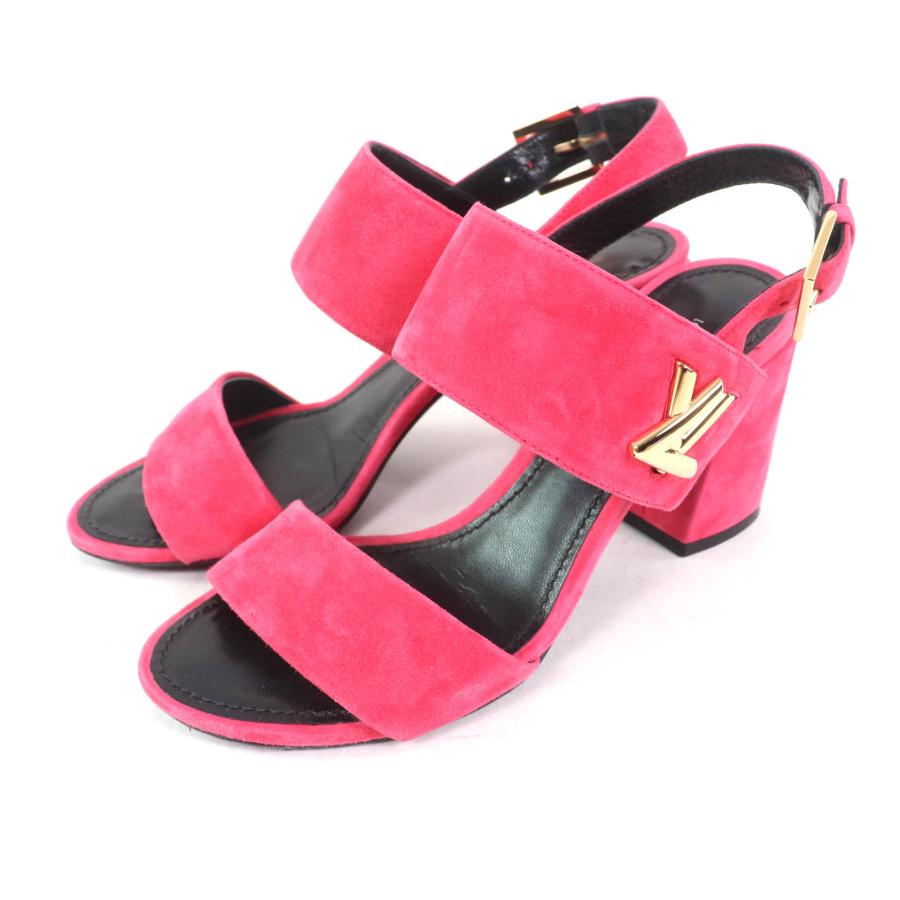 良品★LOUIS VUITTON ルイヴィトン エッセンシャルV バックストラップ スウェードレザー サンダル ピンク 36 箱・保存袋付き イタリア製 LOUIS VUITTON（ルイ・ヴィトン） 良品☆LOUIS VUITTON エッセンシャル