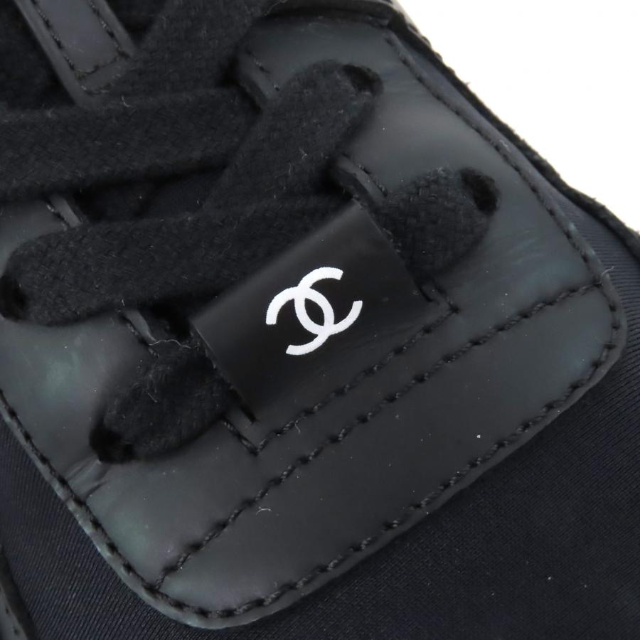 【美品】CHANEL シャネル バッグロゴ レザー スニーカー ブラック 46 CHANEL（シャネル） 美品△CHANEL G45016 ココマーク スウェード