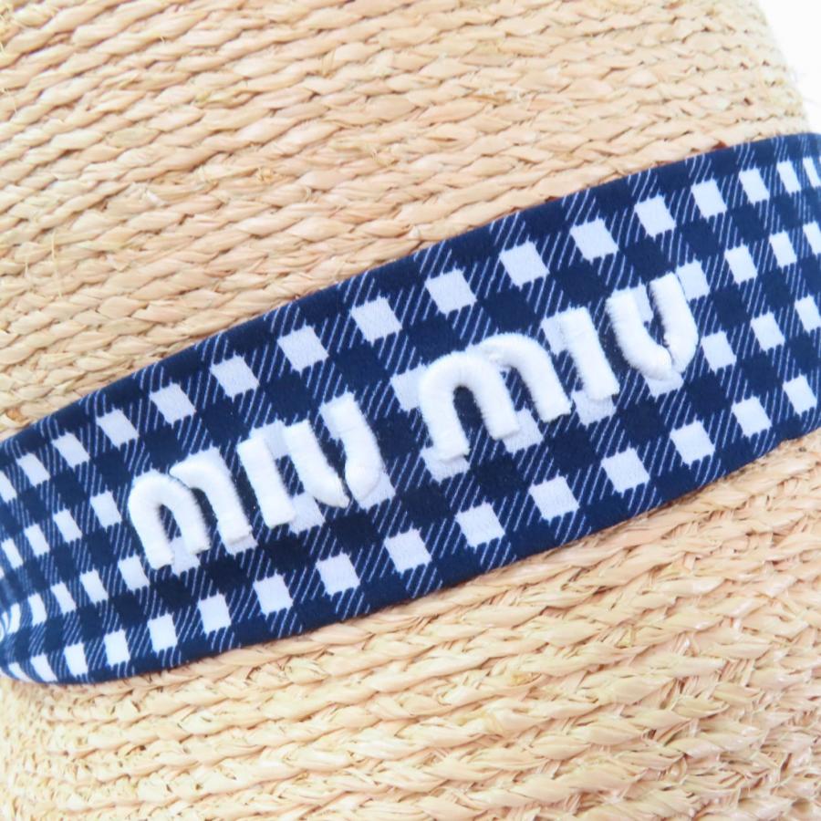 miu miu（ミュウミュウ） 美品☆MIUMIU 5HC307 ラフィア ギンガム