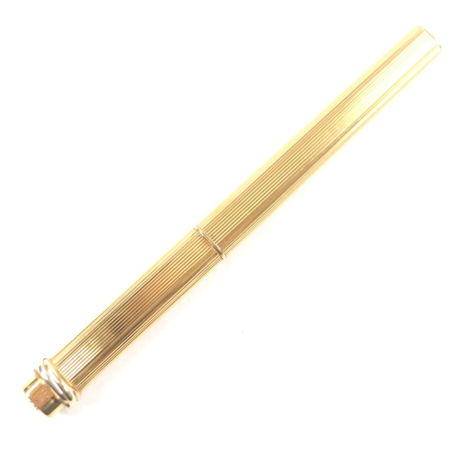 【Cartier】カルティエ トリニティボールペン　ゴールド×グリーンストライプ Cartier（カルティエ） 良品▽Cartier ヴィンテージ トリニティ
