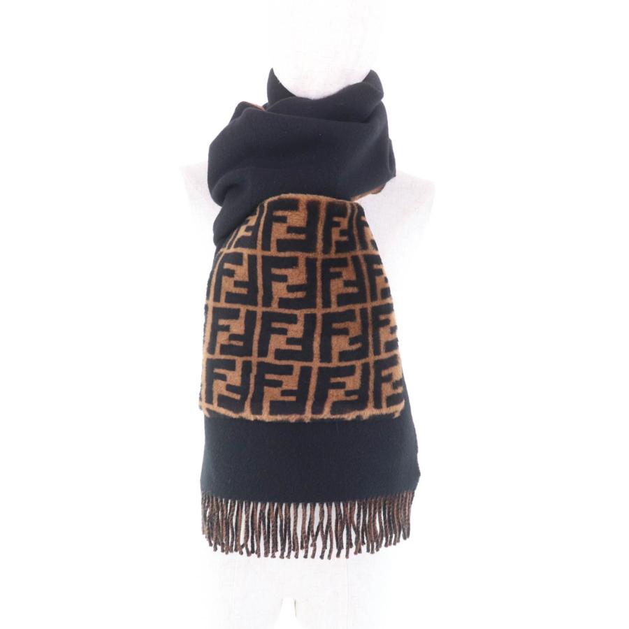 FENDI（フェンディ） 美品☆FENDI FXT252 カシミヤ混 ズッカ柄 ファー 