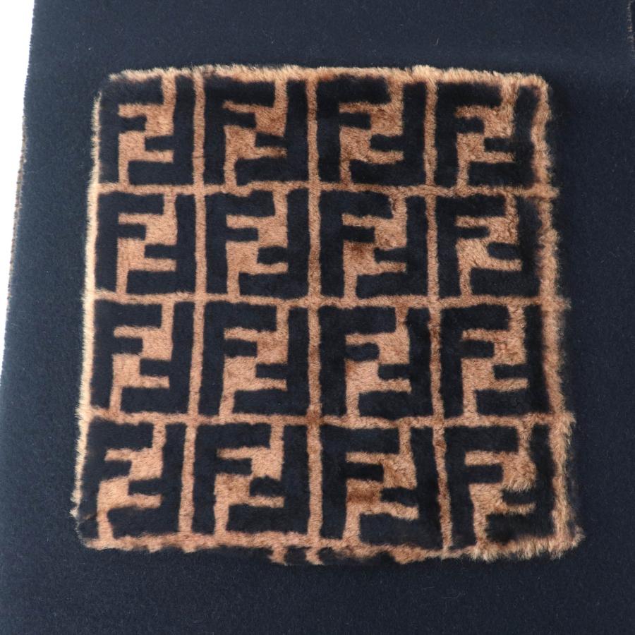 FENDI（フェンディ） 美品☆FENDI FXT252 カシミヤ混 ズッカ柄 ファー