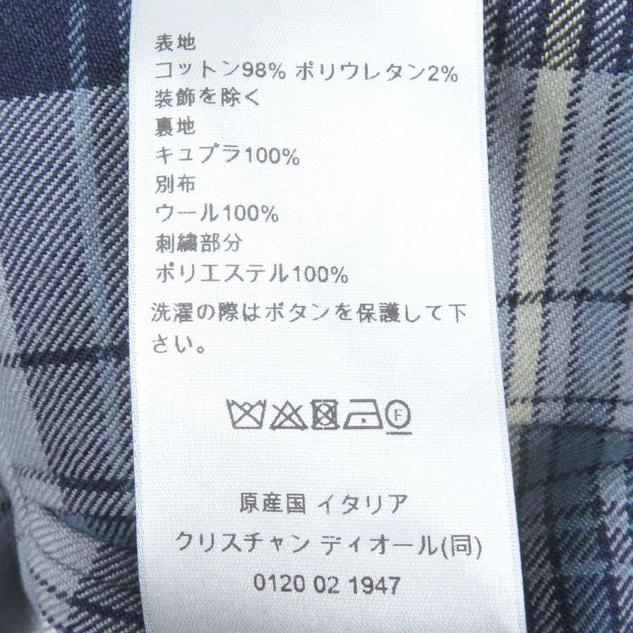 美品□DIOR ディオール オム 2025年製 513C350A6471 ロゴ刺繍 裏チェック柄 バルマカーンコート ネイビー 48 イタリア製 正規品 メンズの画像