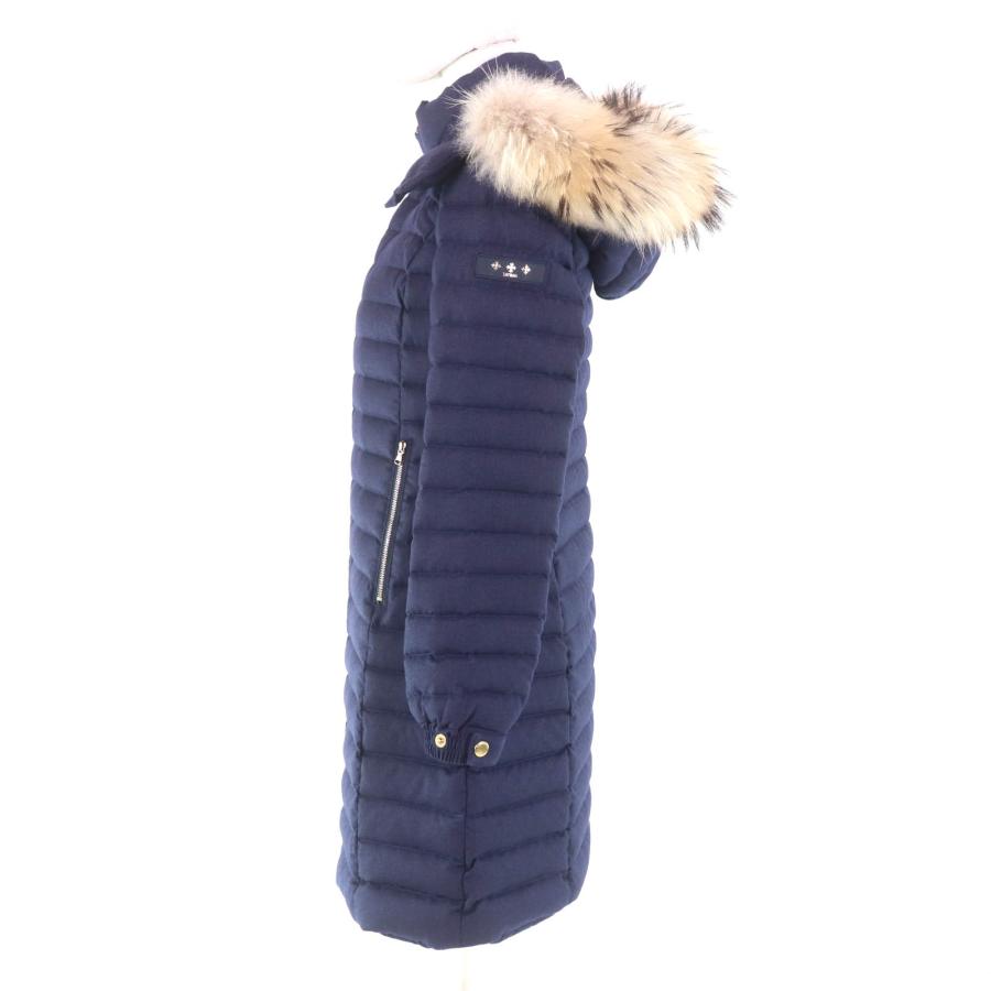 美品★TATRAS タトラス 20AW LTA20A4581 Rライン CIMA チマ シルク混 ラクーンファー・フード・ロゴワッペン付 ZIP UP ダウンコート 紺 1の画像