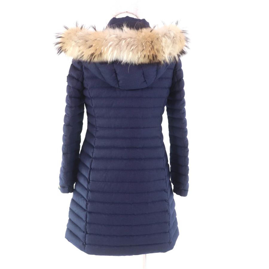 美品★TATRAS タトラス 20AW LTA20A4581 Rライン CIMA チマ シルク混 ラクーンファー・フード・ロゴワッペン付 ZIP UP ダウンコート 紺 1の画像