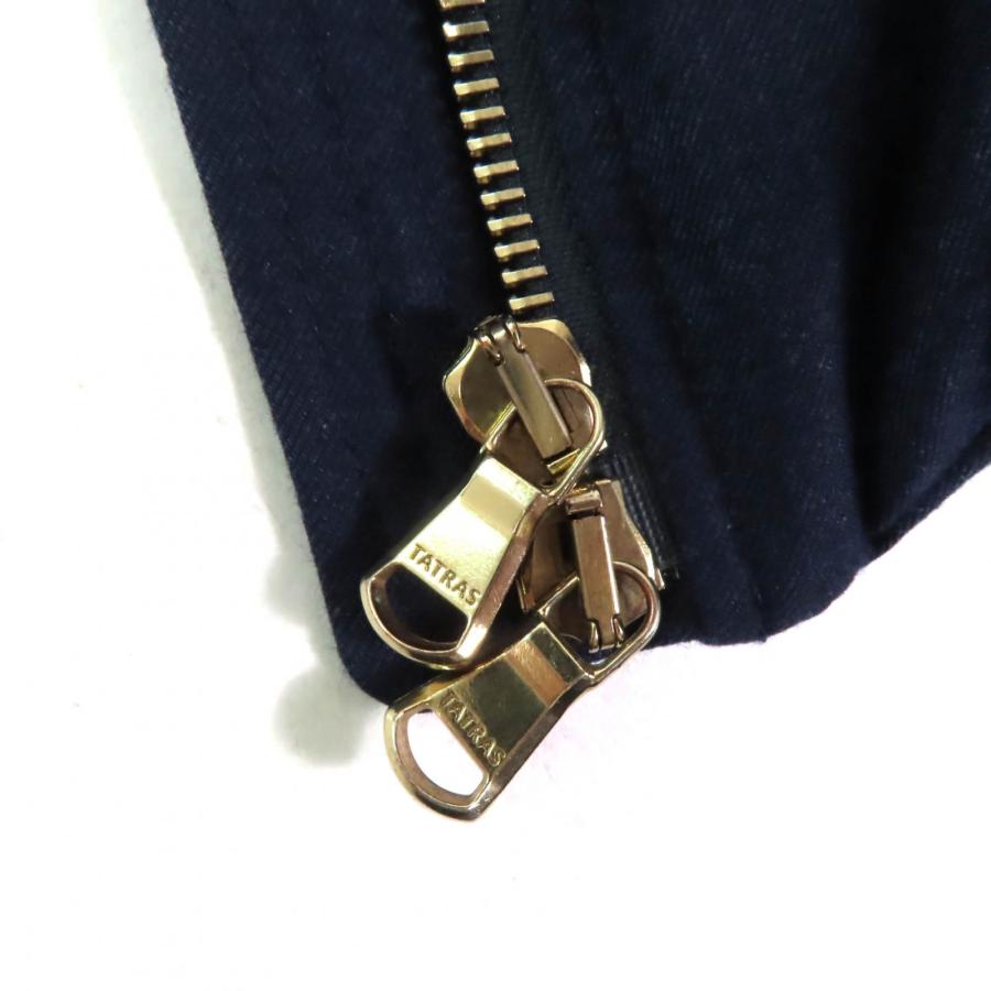 美品★TATRAS タトラス 20AW LTA20A4581 Rライン CIMA チマ シルク混 ラクーンファー・フード・ロゴワッペン付 ZIP UP ダウンコート 紺 1の画像