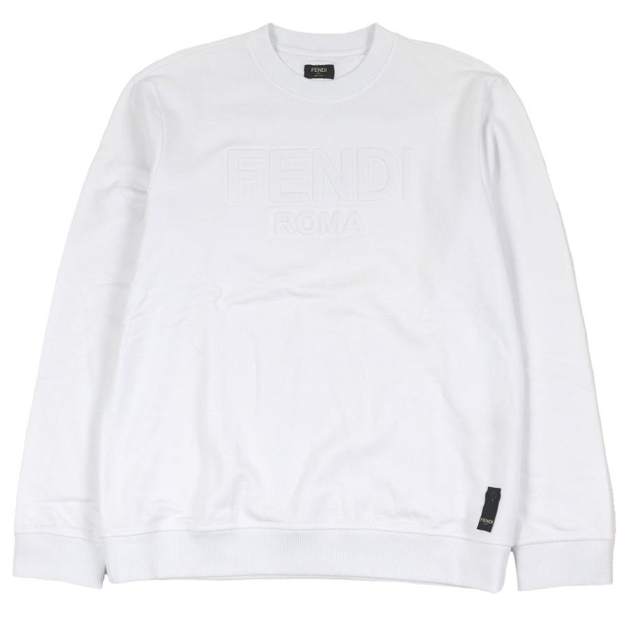 極美品□FENDI フェンディ FY1079 コットン100% ロゴエンボス 長袖 トレーナー スウェットシャツ ホワイト XL イタリア製 正規品 メンズ FENDI（フェンディ） 極美品□FENDI FY1079 コットン100% ロゴエンボス