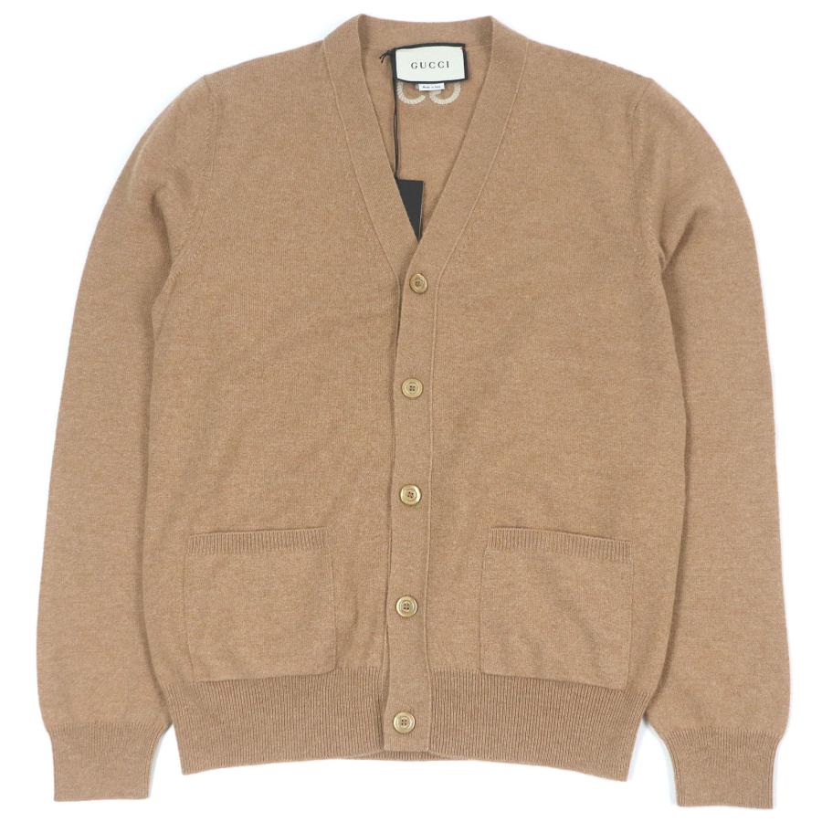 未使用品□GUCCI グッチ 20AW 599866 カシミヤ100％ GGロゴ刺繍 長袖 ニットカーディガン セーター ベージュ S イタリア製 正規品 メンズ GUCCI（グッチ） 未使用品□GUCCI 20AW 599866 カシミヤ100％ GGロゴ
