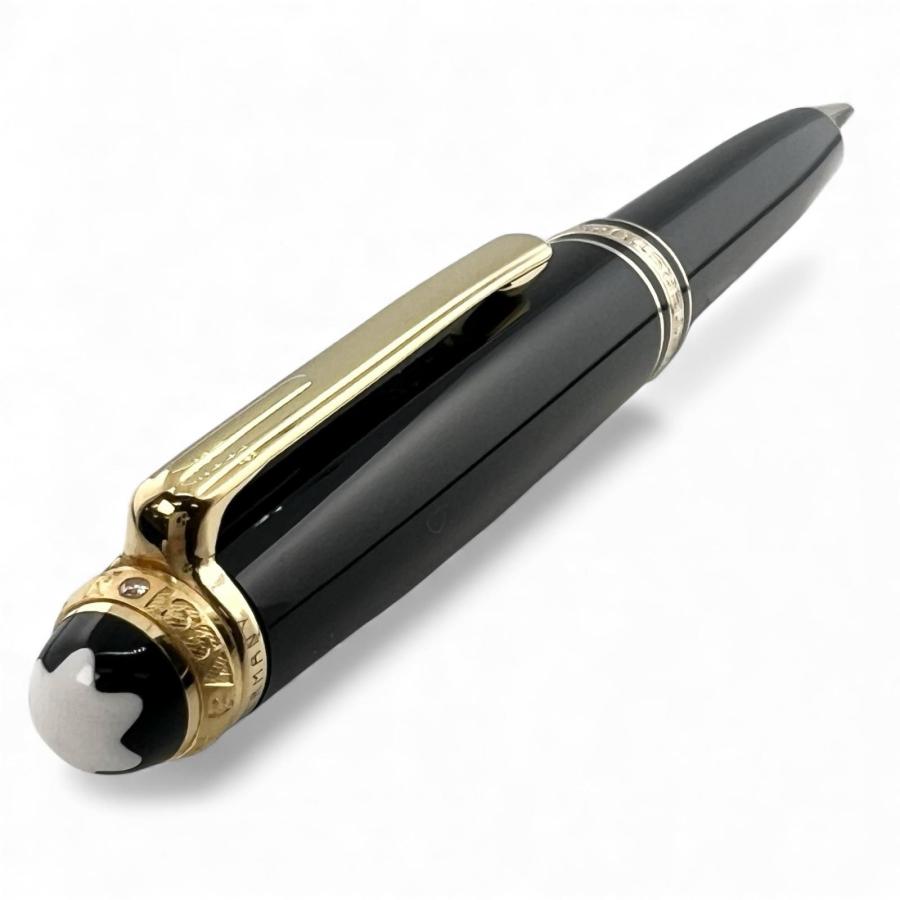 美品▲MONTBLANC モンブラン マイスターシュテュック クラシック 75周年 1Pダイヤ ツイスト式 ボールペン ブラック ドイツ製　メンズ
