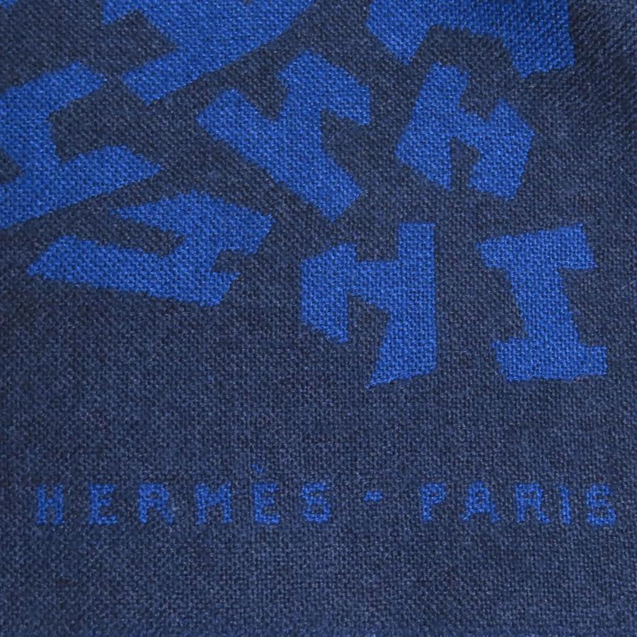 HERMES（エルメス） 美品◇HERMES カシミヤ シルク混 Hロゴ 総柄 ミニ