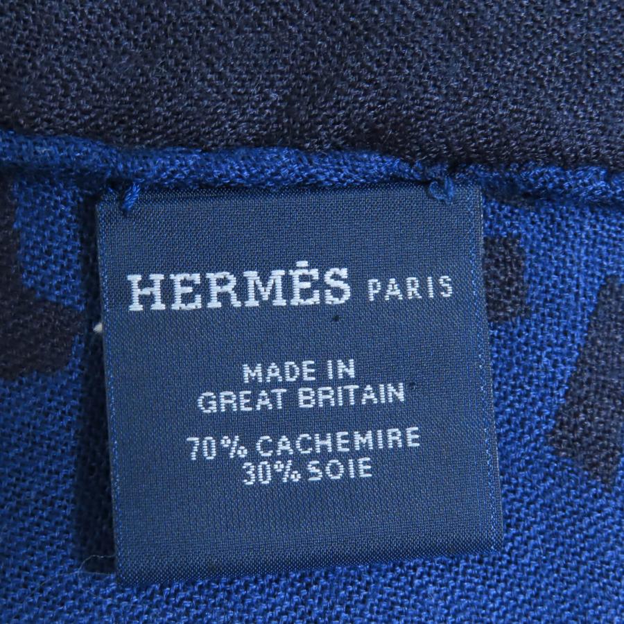 HERMES（エルメス） 美品◇HERMES カシミヤ シルク混 Hロゴ 総柄 ミニ