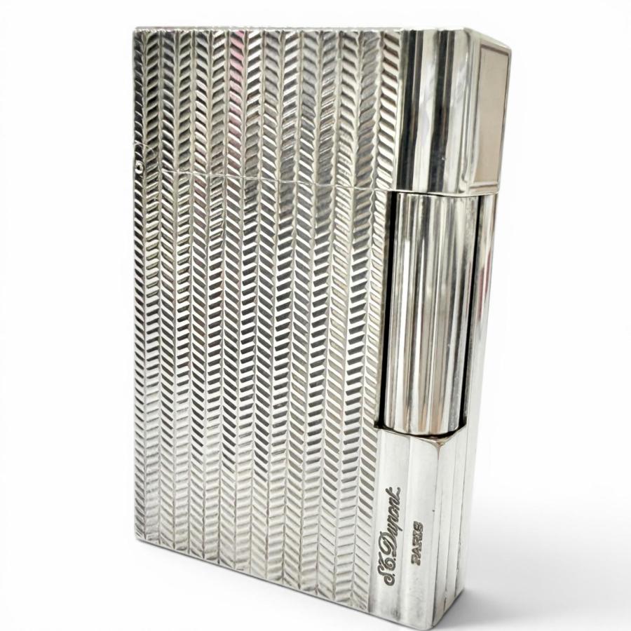 美品□Dupont デュポン ギャッツビー ダイヤモンドヘッド ボーダー柄 スクエア型 ガスライター シルバー フランス製 メンズ 着火確認済み 美品□Dupont デュポン ギャッツビー ダイヤモンドヘッド ボーダー柄