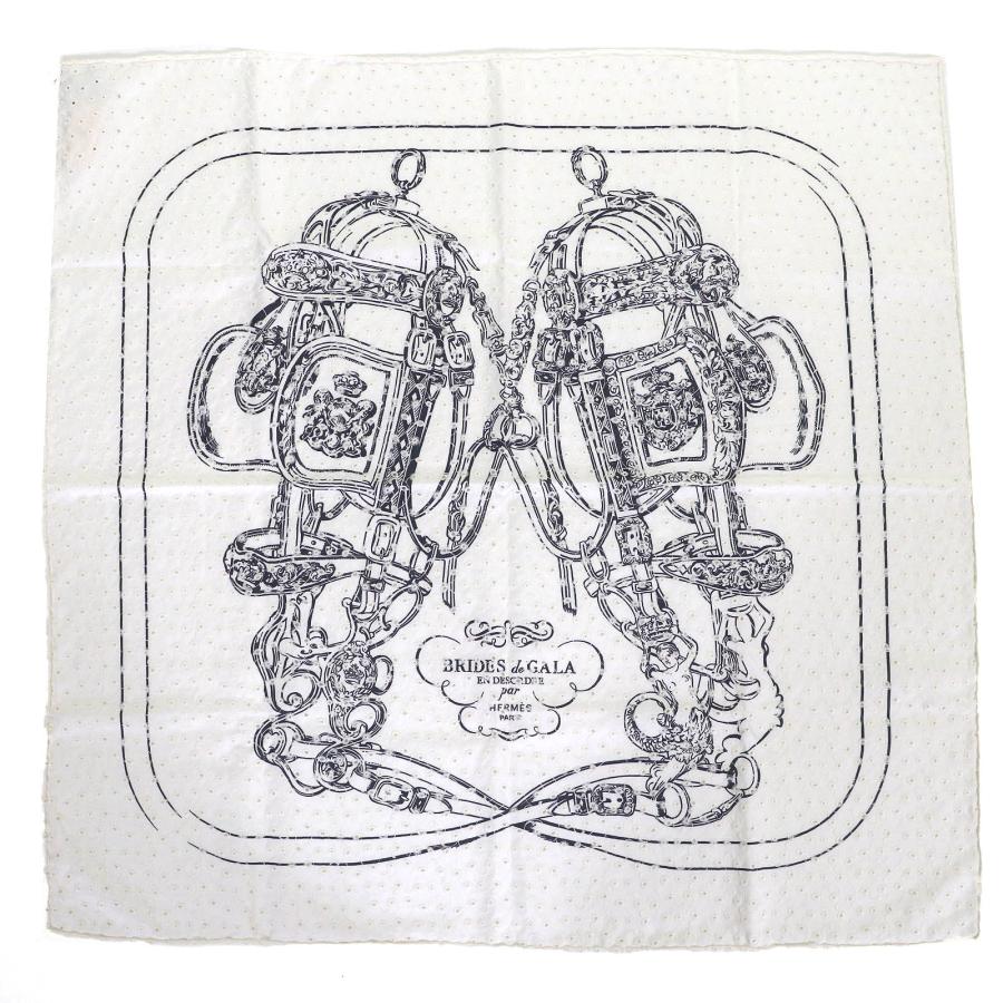 未使用品△HERMES エルメス 983529S BRIDES de GALA 式典用馬勒 シルク100％ BLANC/NOIR カレ70 スカーフ 箱付き フランス製 レディース HERMES（エルメス） 未使用品△HERMES 983529S BRIDES de GALA 式典用