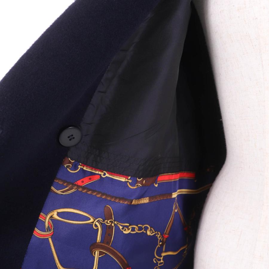 美品☆Herno ヘルノ ヴィンテージ ウール カシミヤ 裏地シルク100％ ダブルブレスト コート ダークネイビー 42 イタリア製 レディース HERNO（ヘルノ） 美品☆Herno ヴィンテージ ウール カシミヤ 裏地