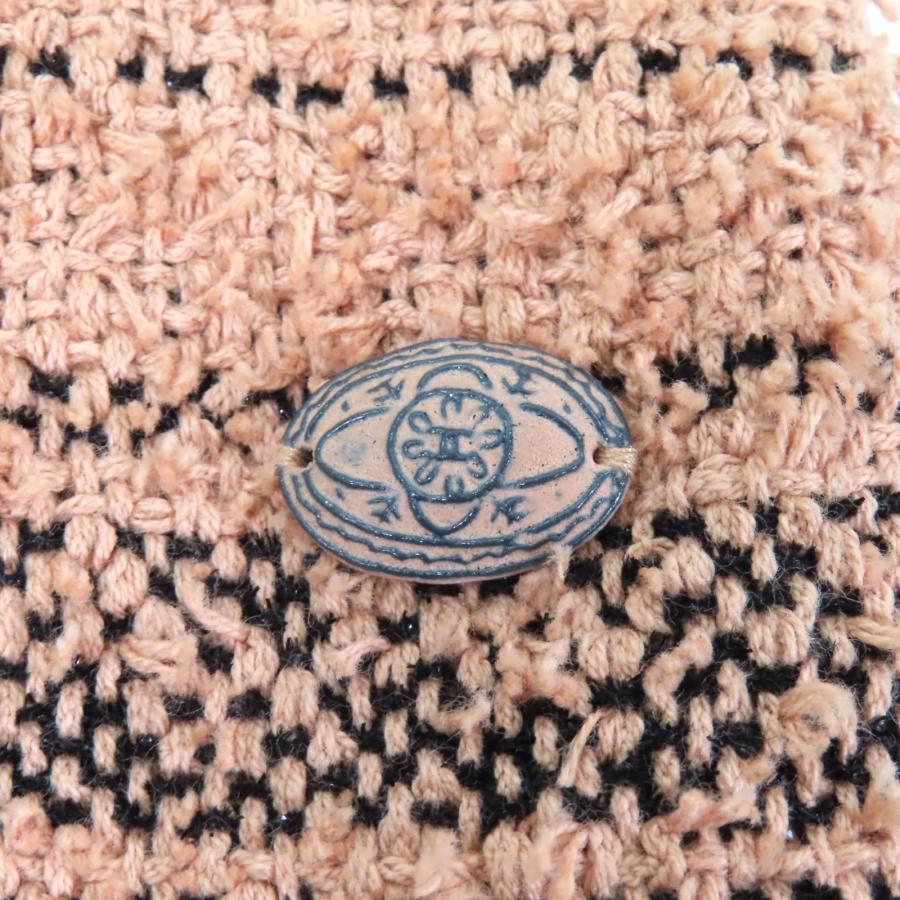 極美品★CHANEL シャネル P57978 裏地シルク100％ ココ金具付 Vネック フレンチスリーブ 膝丈 ツイード ワンピース ブラウン 38 正規品_5