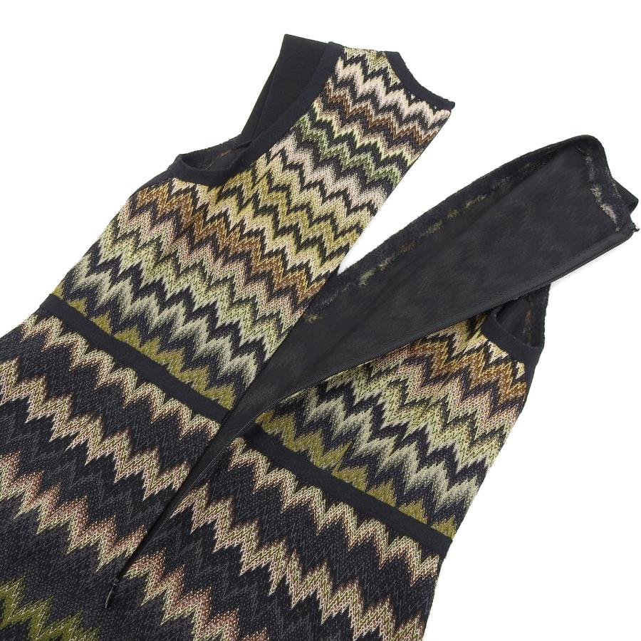 極美品▲Missoni ミッソーニ シェブロン Vネック ウール ノースリ ニット ワンピース マルチ 42 イタリア製 正規品 レディース MISSONI（ミッソーニ） 極美品△Missoni シェブロン Vネック ウール