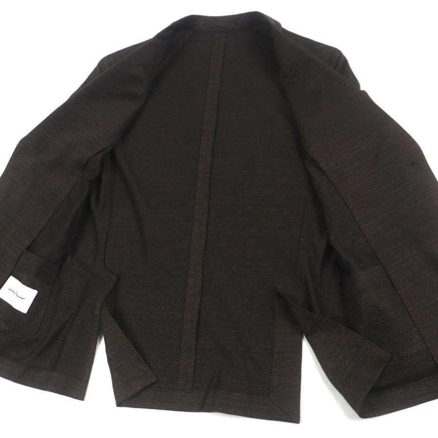 極美品▽サルヴァトーレフェラガモ リネン53％ ロゴ入りボタン