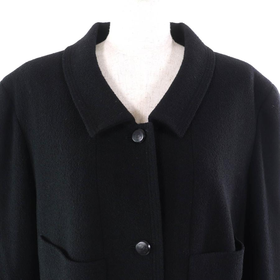 極美品△CHANEL シャネル ヴィンテージ 98A P11506 ウール ココマークボタン ウールツイードジャケット スカート セットアップ 黒 希少48の画像