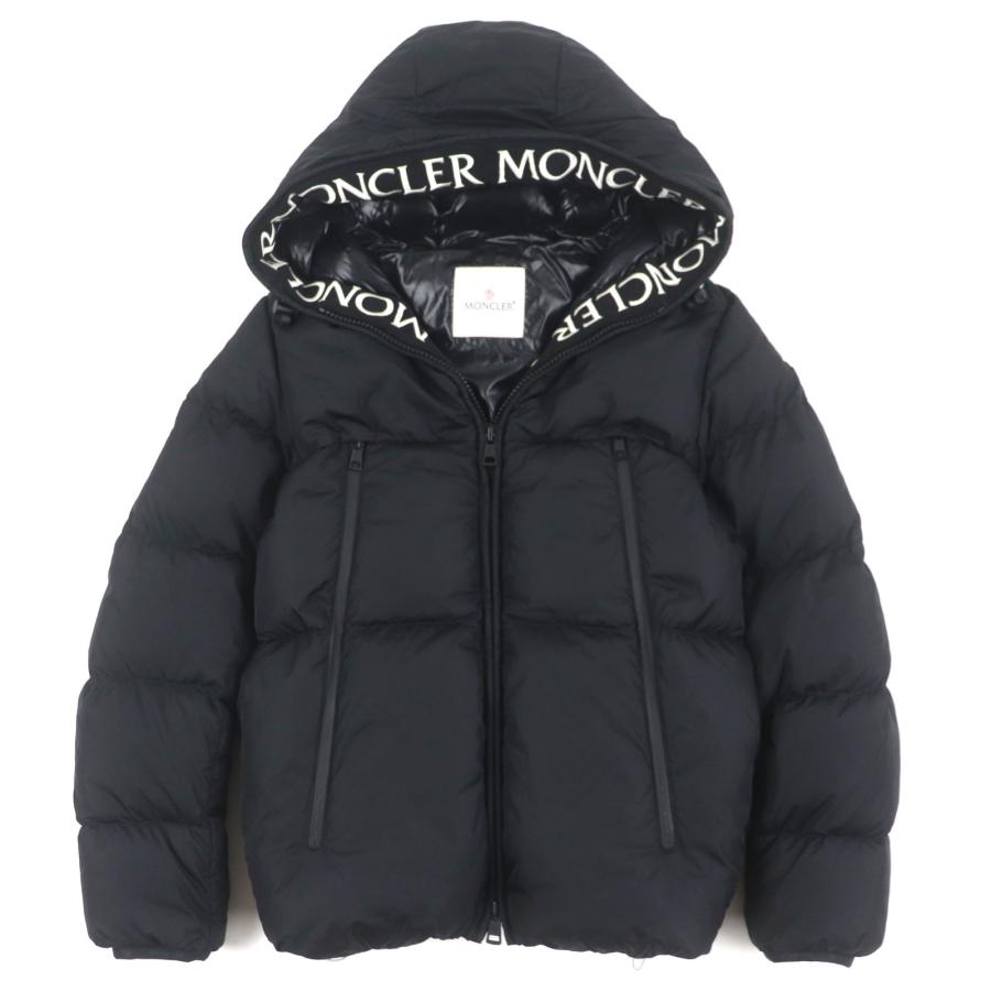 美品▼MONCLER モンクレール 19-20AW MONTCLA モンクラ フード・ラバーワッペン付き WZIPUP ダウンジャケット ブラック 1 正規品 メンズ MONCLER（モンクレール） 美品▽MONCLER 19-20AW MONTCLA モンクラ
