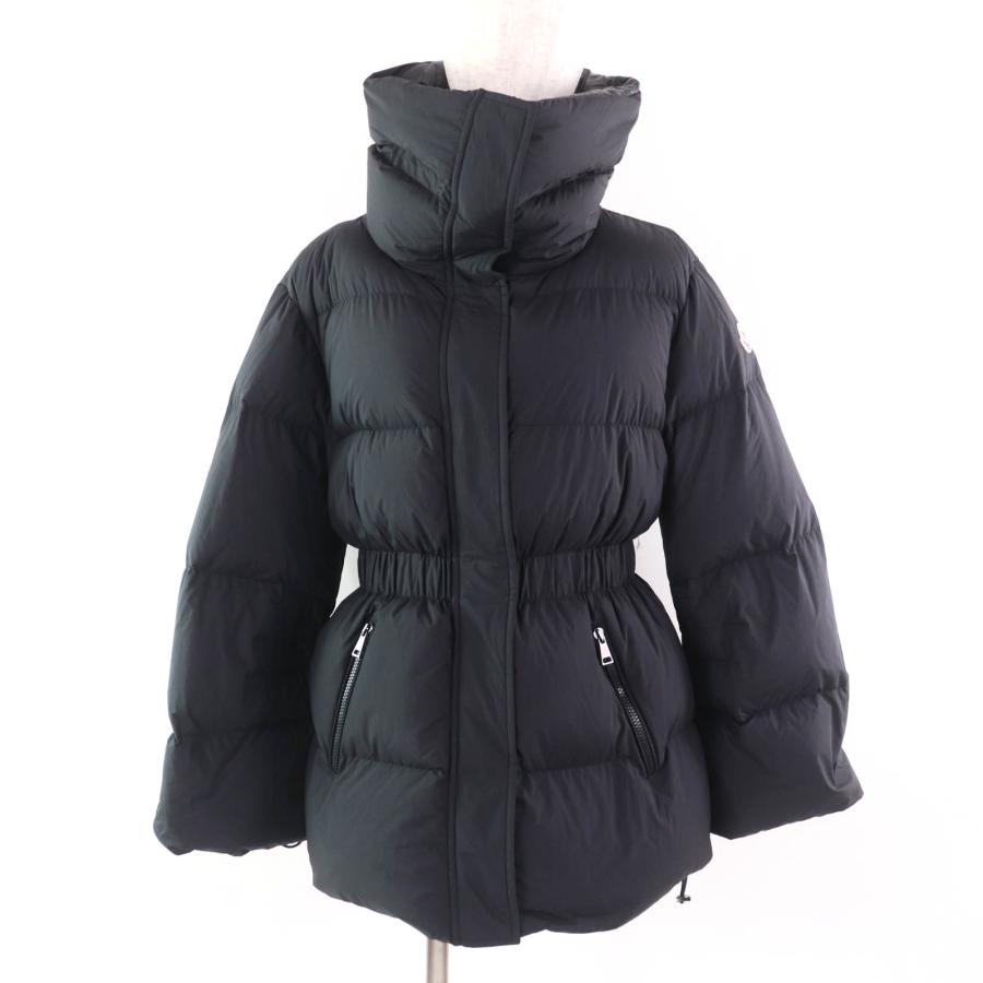 極美品★MONCLER モンクレール 2022年製 GAUBE ロゴワッペン付 ロゴデザイン 比翼仕立て スタンドカラー ダウンジャケット ブラック 0 MONCLER（モンクレール） 極美品☆MONCLER 2022年製 GAUBE ロゴ