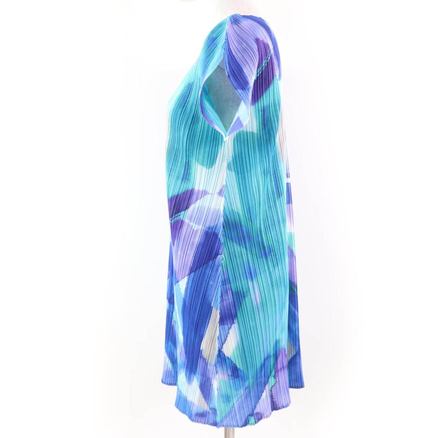 プリーツプリーズ　ワンピース　半袖　水彩画　マルチカラー　総柄 美品☆PLEATS PLEASE プリーツプリーズ イッセイミヤケ PP01