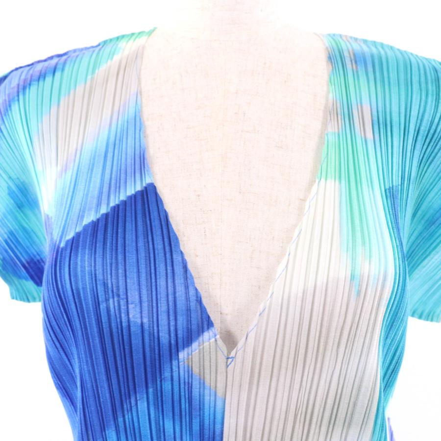 プリーツプリーズ　ワンピース　半袖　水彩画　マルチカラー　総柄 美品☆PLEATS PLEASE プリーツプリーズ イッセイミヤケ PP01
