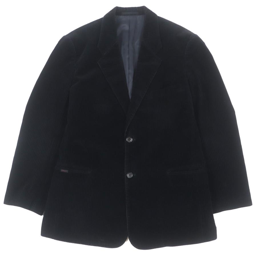 美品▼Papas パパス カシミヤ混 コーデュロイ ロゴ刺繍入り シングルジャケット テーラード ブラック M 日本製 正規品 メンズ 美品▽Papas パパス カシミヤ混 コーデュロイ ロゴ刺繍入り シングル