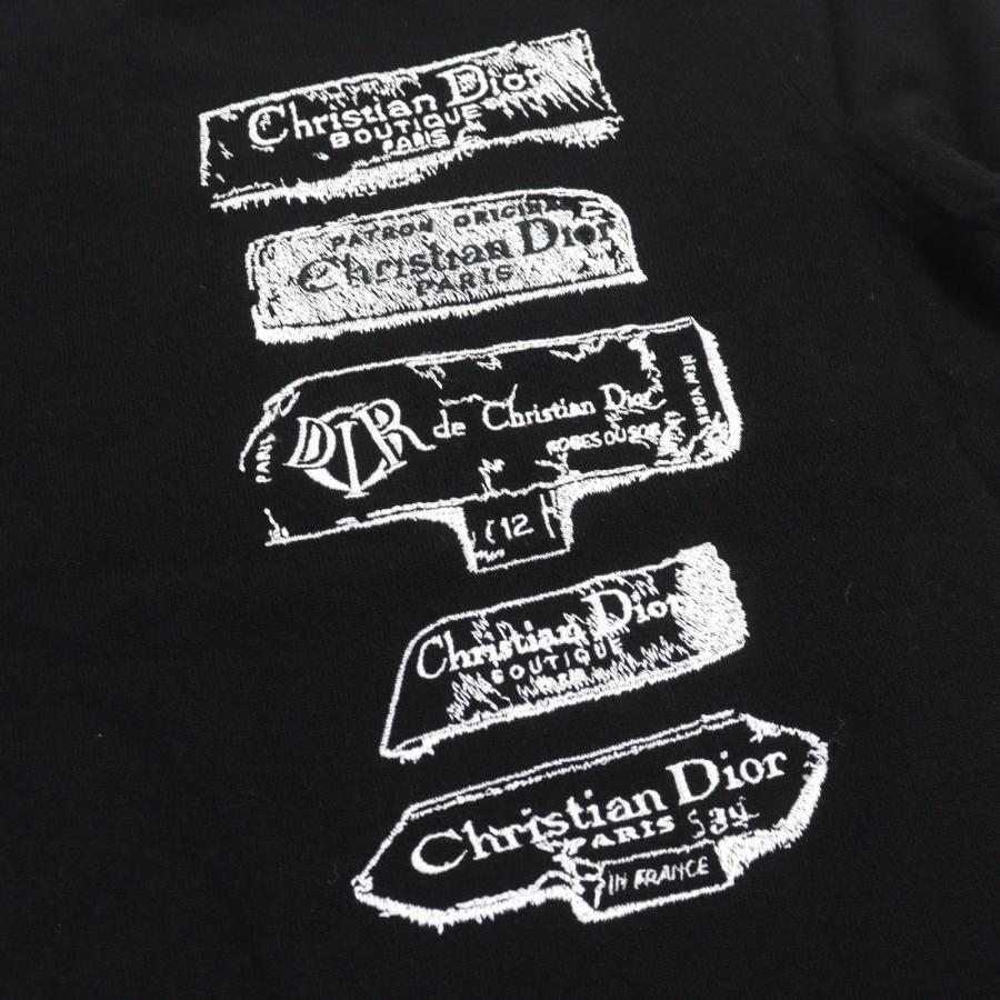美品○DIOR ディオール オム 25SS 513M663A2007 ウール100% Archives Labels刺繍 ロゴ入り クルーネック ニット 黒系 L 正規品 メンズの画像