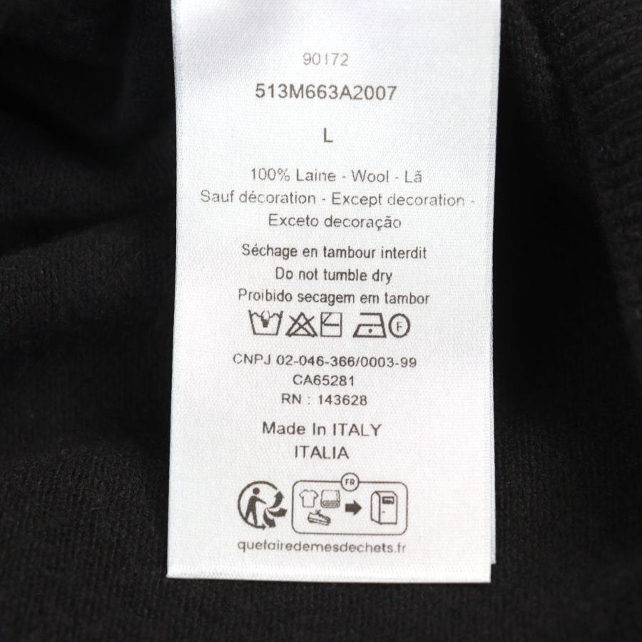 美品○DIOR ディオール オム 25SS 513M663A2007 ウール100% Archives Labels刺繍 ロゴ入り クルーネック ニット 黒系 L 正規品 メンズの画像