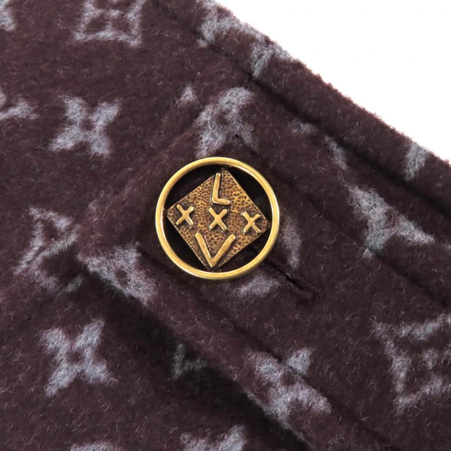 極美△LOUIS VUITTON ルイヴィトン 21AW 1A90Z6  モノグラム マルタンガール ウール シルク ロゴボタン ミニスカート ブラウン 34 正規品の画像