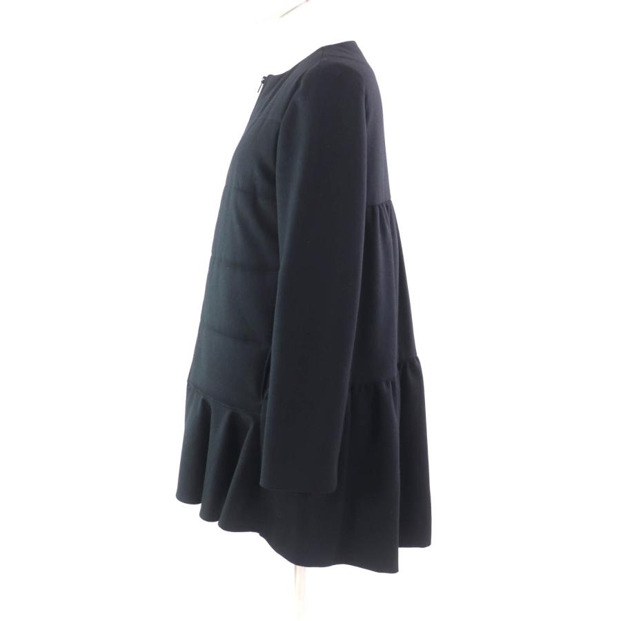美品 ヨーコチャン ノーカラーフリル ウールコート　ペプラム　限定色　kelly 美品☆YOKO CHAN ヨーコチャン YCC-319-102 ウール100％ フリル