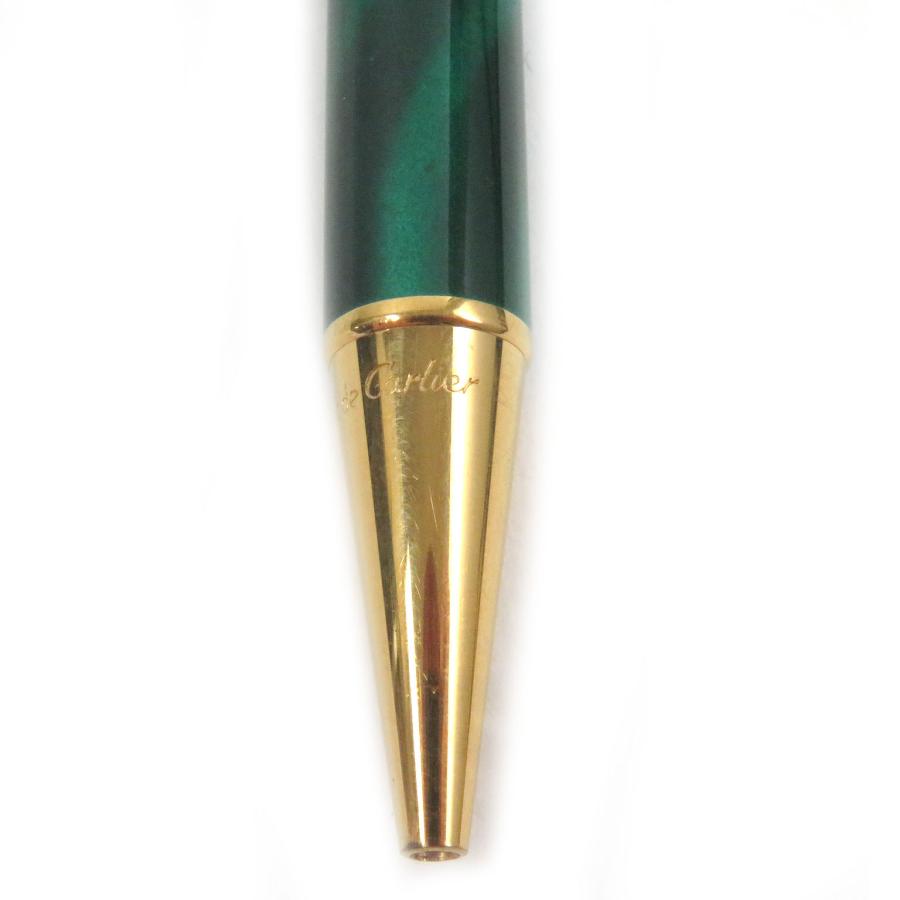 美品□Cartier カルティエ パンテール マラカイト ドゥーブルC マーブル柄 ツイスト式 ボールペン グリーン ゴールド フランス製 メンズ Cartier（カルティエ） 美品□Cartier パンテール マラカイト