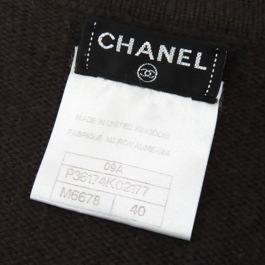 極美品△CHANEL シャネル 09A P36174 カシミヤ88％ ココマーク スターボタン ニットカーディガン ダークブラウン ゴールド 40 英国製の画像