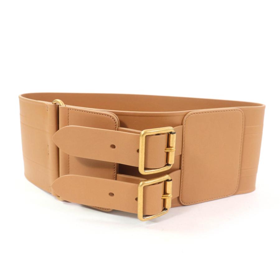 極美品☆Christian Dior クリスチャンディオール B0098CMIV D-WAIST マキシ レザー ダブルゴールドバックル ベルト ブラウン ゴールド金具 70 イタリア製 レディース 極美品☆Christian Dior クリスチャンディオール B0098CMIV D-WAIST