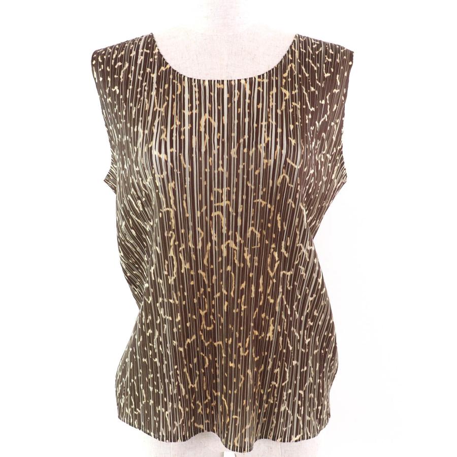 極美品△PLEATS PLEASE プリーツプリーズ イッセイミヤケ PP62-JK500 総柄 ノースリーブ カットソー トップス 約L〜LLサイズ 正規品 極美品△PLEATS PLEASE プリーツプリーズ イッセイミヤケ PP62-JK500