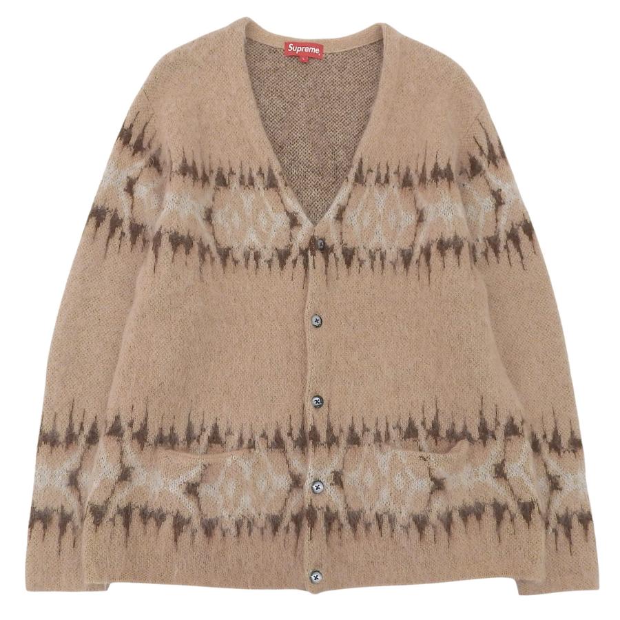 極美品▲Supreme シュプリーム 22AW Abstract Stripe Cardigin アブストラクト ストライプ モヘア混 カーディガン ブラウン系 L メンズ Supreme（シュプリーム） 極美品△Supreme 22AW Abstract Stripe