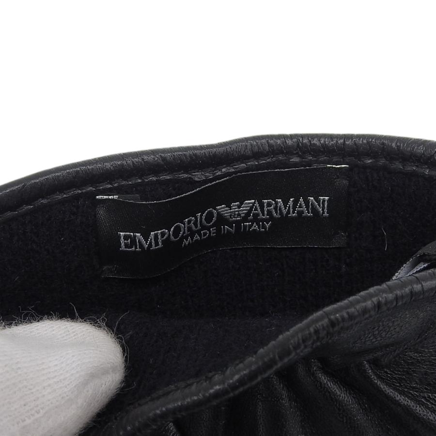 未使用品▲EMPORIO ARMANI エンポリオ アルマーニ 624136 ラムレザー ロゴエンボスデザイン レザーグローブ 手袋 S イタリア製 メンズ EMPORIO ARMANI - 未使用品△EMPORIO ARMANI エンポリオ アルマーニ