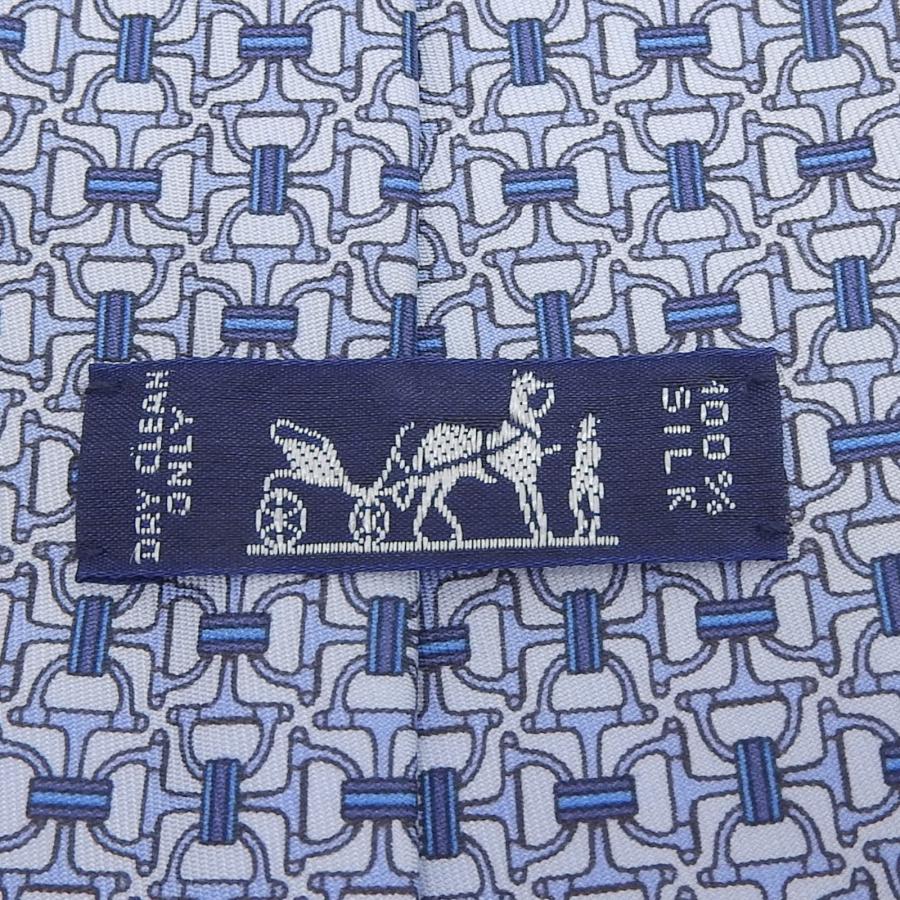 極美品▲HERMES エルメス 5560 MA クラヴァット シルク100％ シェーヌダンクル 総柄 ネクタイ ブルー 箱付き フランス製 メンズ HERMES（エルメス） 極美品△HERMES 5560 MA クラヴァット シルク100