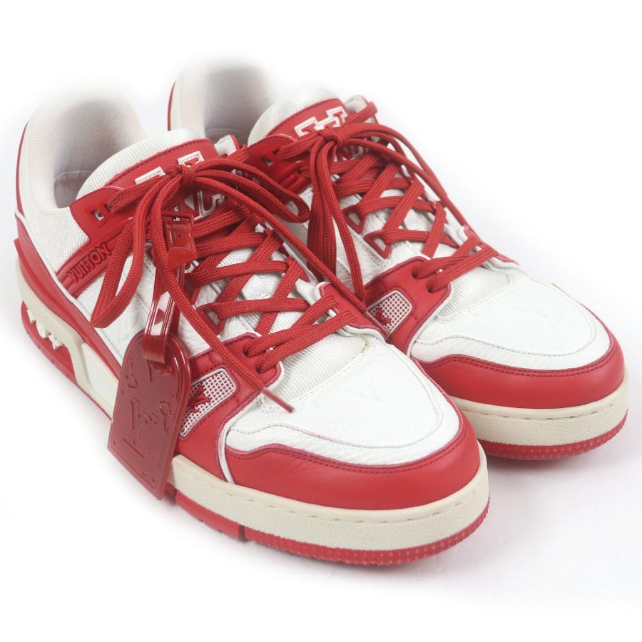 美品□LOUIS VUITTON ルイヴィトン U2 ボノ 2021年製 1A8PJW LV トレイナーライン レザー ローカットスニーカー レッド 7 イタリア製 LOUIS VUITTON（ルイ・ヴィトン） 美品□LOUIS VUITTON U2 ボノ 2021年