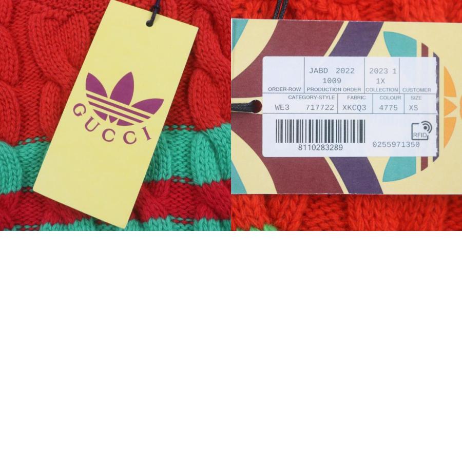 未使用品▽グッチ アディダス 717722 ウェブライン ウール モヘア