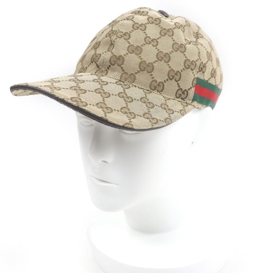 極美品□GUCCI グッチ 200035 GGキャンバス ウェブライン ベースボールキャップ 帽子 ベージュ XS/56cm イタリア製 正規品 メンズ GUCCI（グッチ） 極美品□GUCCI 200035 GGキャンバス ウェブライン