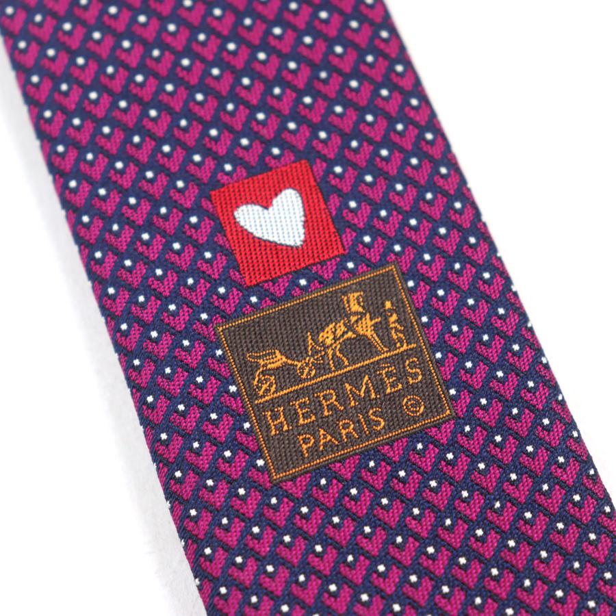 【未使用級✨】現行 エルメス 総柄 H柄モチーフ 桃紫青 シルク フランス製 HERMES（エルメス） 未使用品○HERMES 659122T CRAVATE クラヴァット