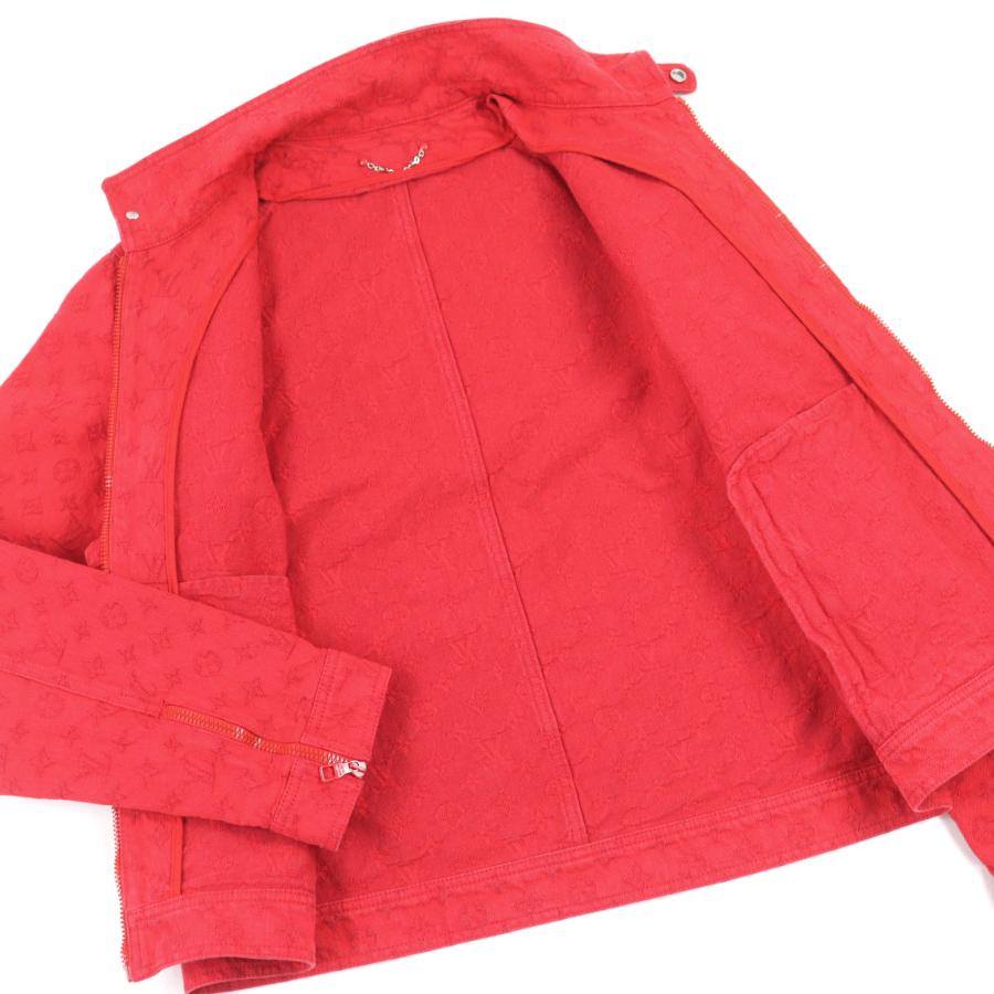 美品○LOUIS VUITTON ルイヴィトン 19AW 1A5PDR モノグラム スタンドカラー ジップアップ ソフトデニムジャケット 52 正規品 メンズの画像