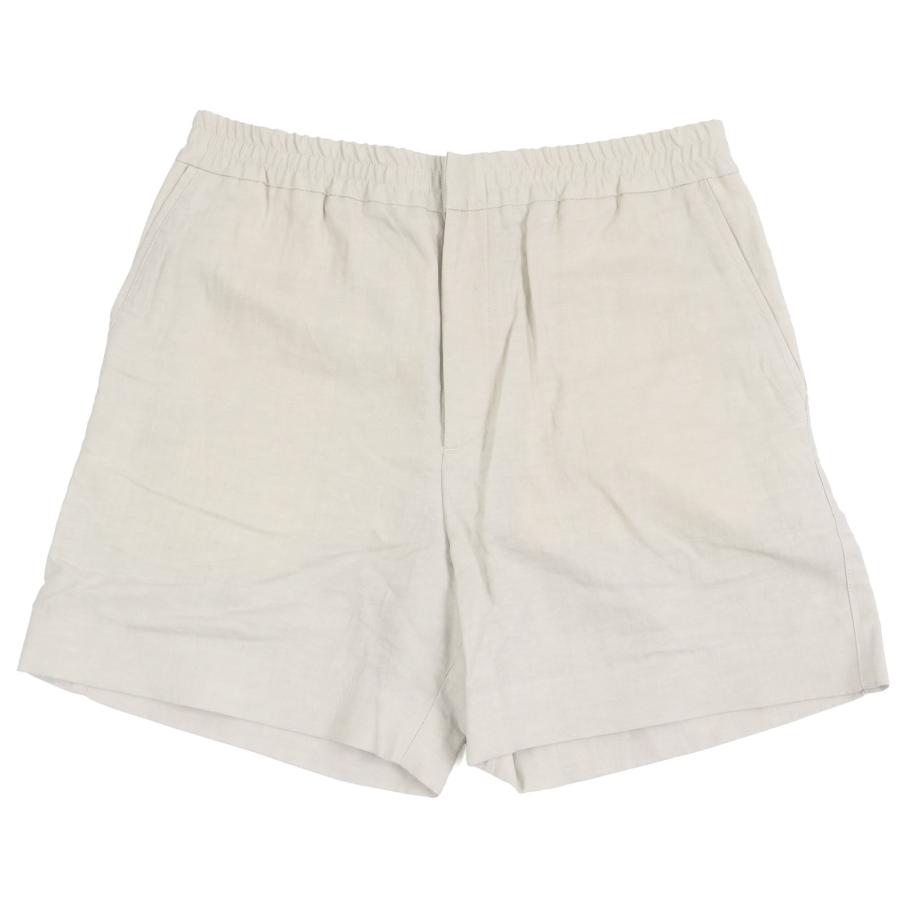 極美品□FENDI フェンディ 2021年製 FB0779 リネン混 ロゴエンブロイダリー 刺繍 ショートパンツ キナリ 50 イタリア製 正規品 メンズ FENDI（フェンディ） 極美品□FENDI 2021年製 FB0779 リネン混 ロゴ