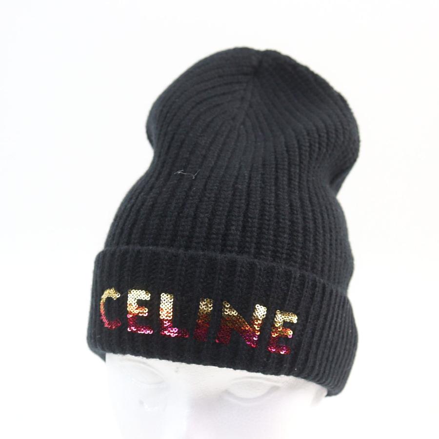未使用品○CELINE セリーヌ 2A07Z666Q Embroidered Beanie ロゴエンブロイダリー グラデーション スパンコール ニットキャップ 正規品 CELINE（セリーヌ） 未使用品○CELINE 2A07Z666Q Embroidered Beanie