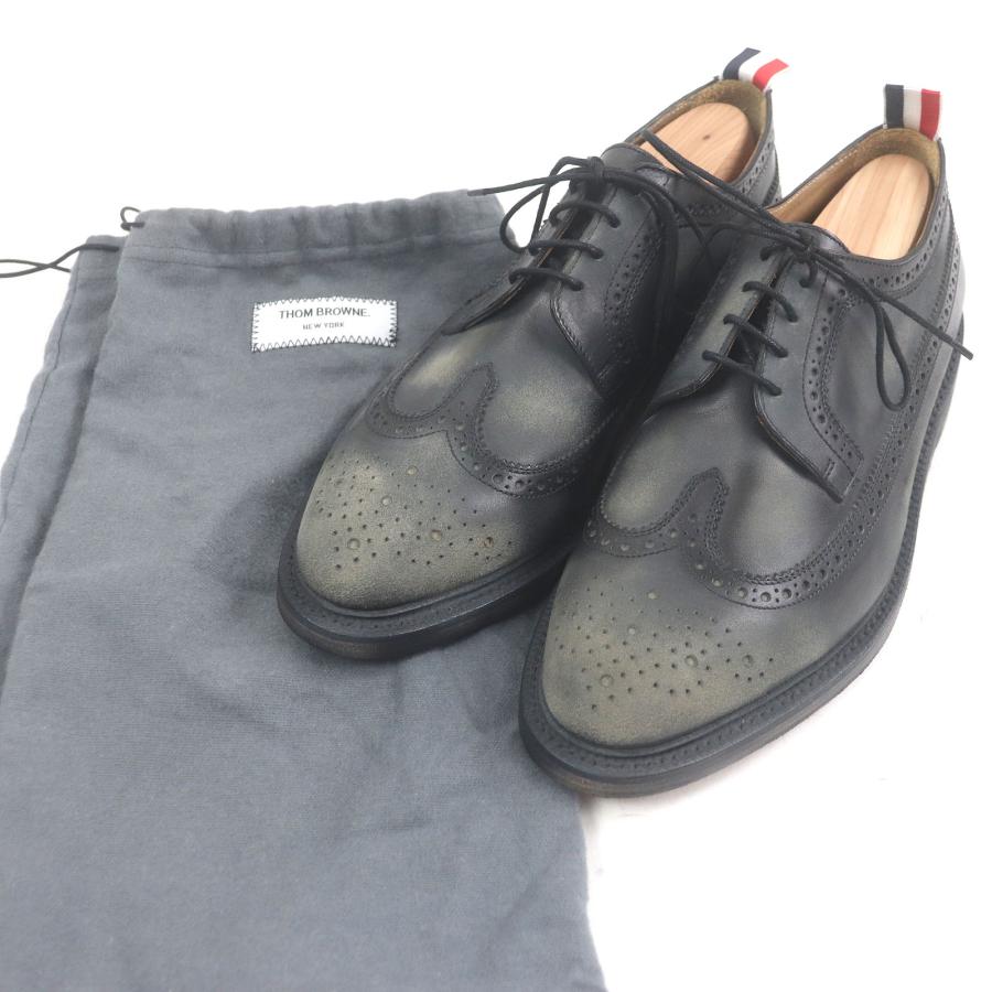 未使用品□THOM BROWNE トムブラウン レザー ダメージ加工 